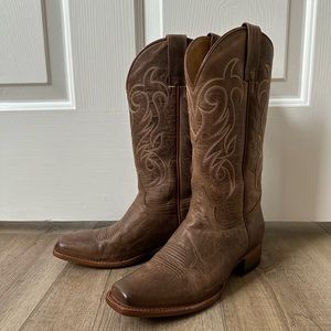Shyanne Tall Women’s Genuine Brown Leather Western Style Cowgirl Boots